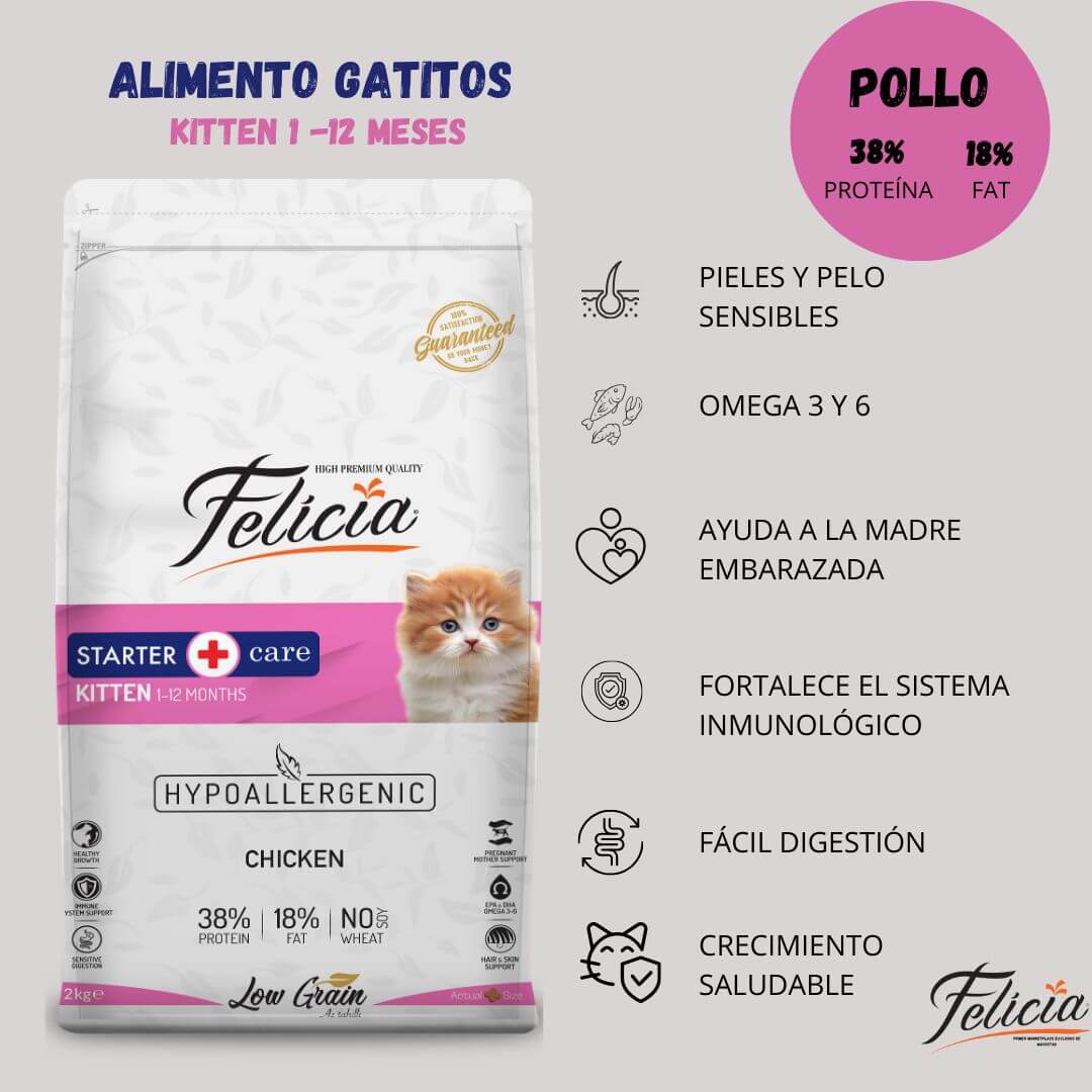 Alimento Hipoalergénico Felicia Pollo 2kg - Gatito, Alimento Gato