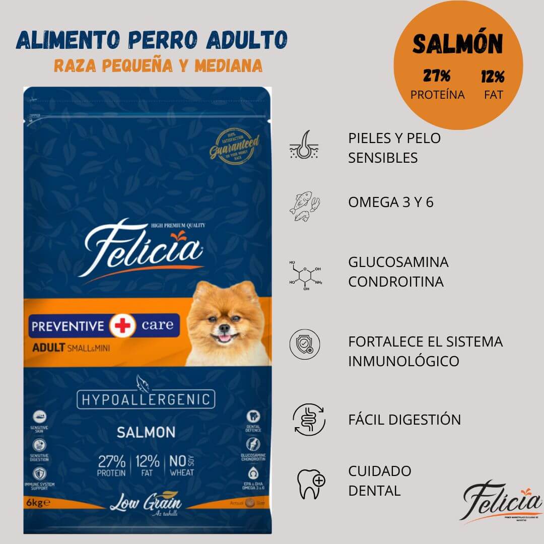 Alimento Hipoalergénico Felicia Salmón 3kg - Perro adulto, Alimento Perro